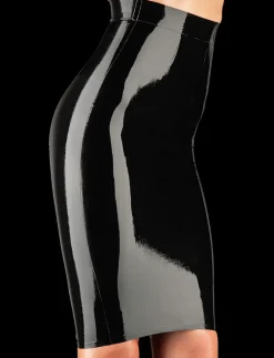 Latex Black Pencil Skirt
